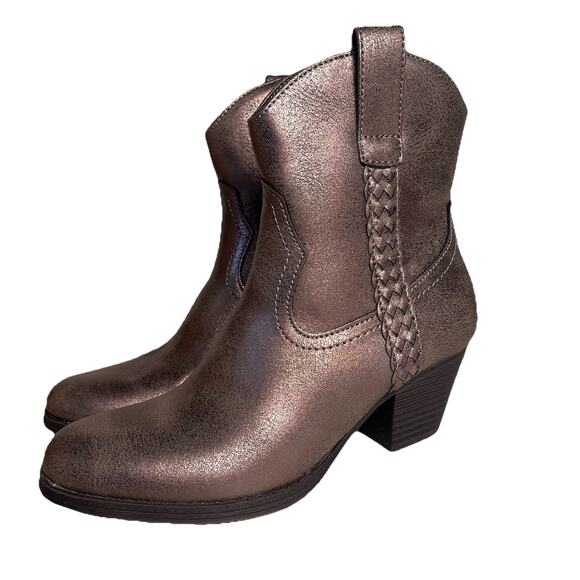 Frye and Co Daxx Stacked Heel Cowboy Boots Platinum Western Shoes Women's 6.5 - Picture 2 of 14